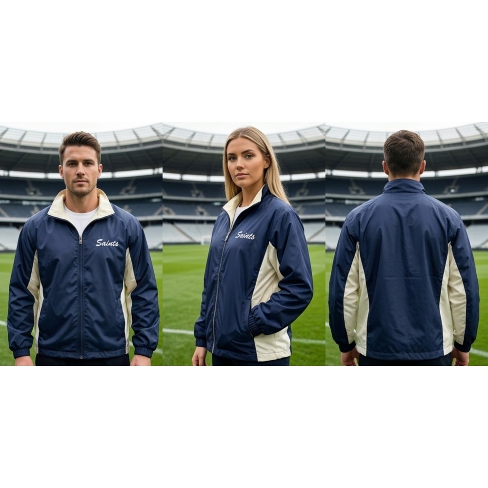 VTG Pro Celebrity Windbreaker Jacket Unisex XL Blue White Colorblock Full-Zip